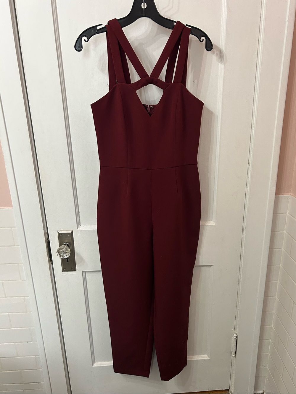 Express Strappy Jumpsuit in Burgundy